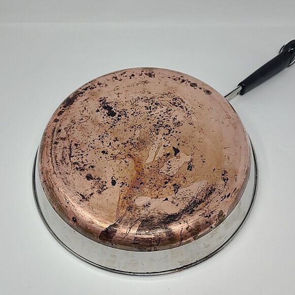 Revere Ware Vintage 12 Inch Skillet Fry Pan & Lid Copper Bottom Clinton ILL USA - Picture 4 of 5